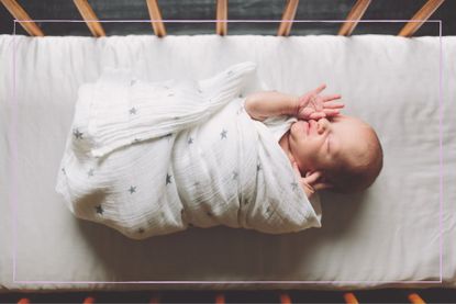 How to check if your baby's bed is safe illustrated by baby sleeping in cot