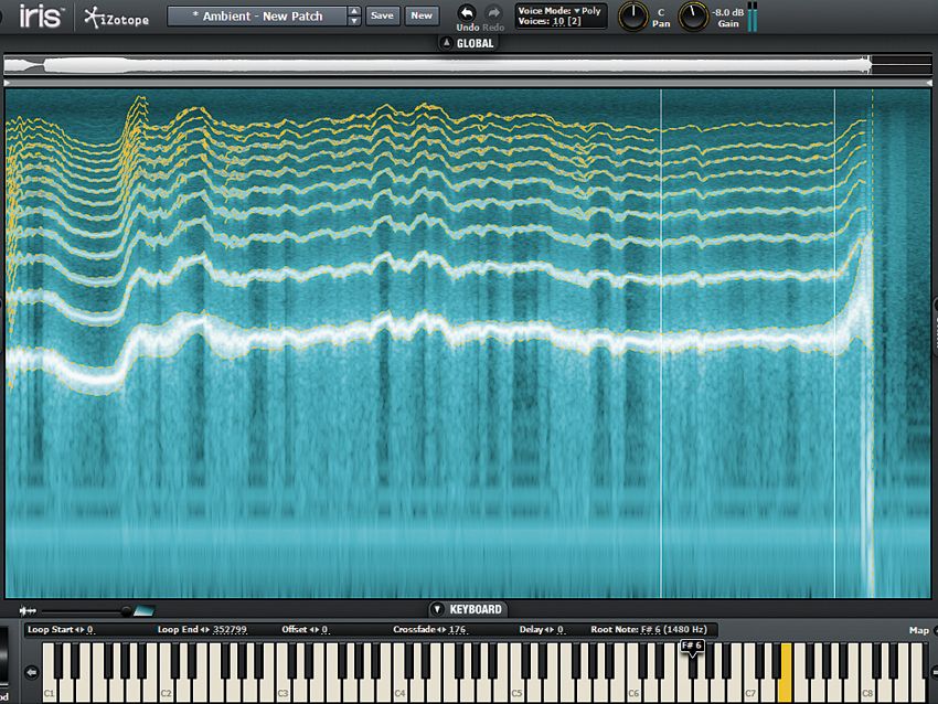 The lowest, brightest line represents the fundamental harmonic, with the higher lines being the harmonics.