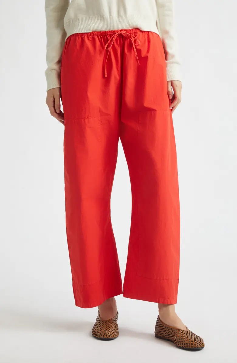 LESET, Kyoto Cotton Drawstring Utility Crop Pants