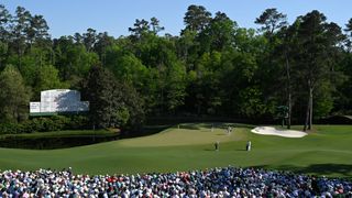 A general view of the 11th green at Augusta National Golf Club in April 2024