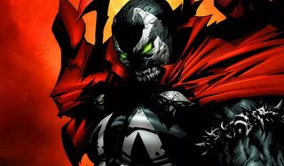 Spawn stands jacked with a grim face of anger