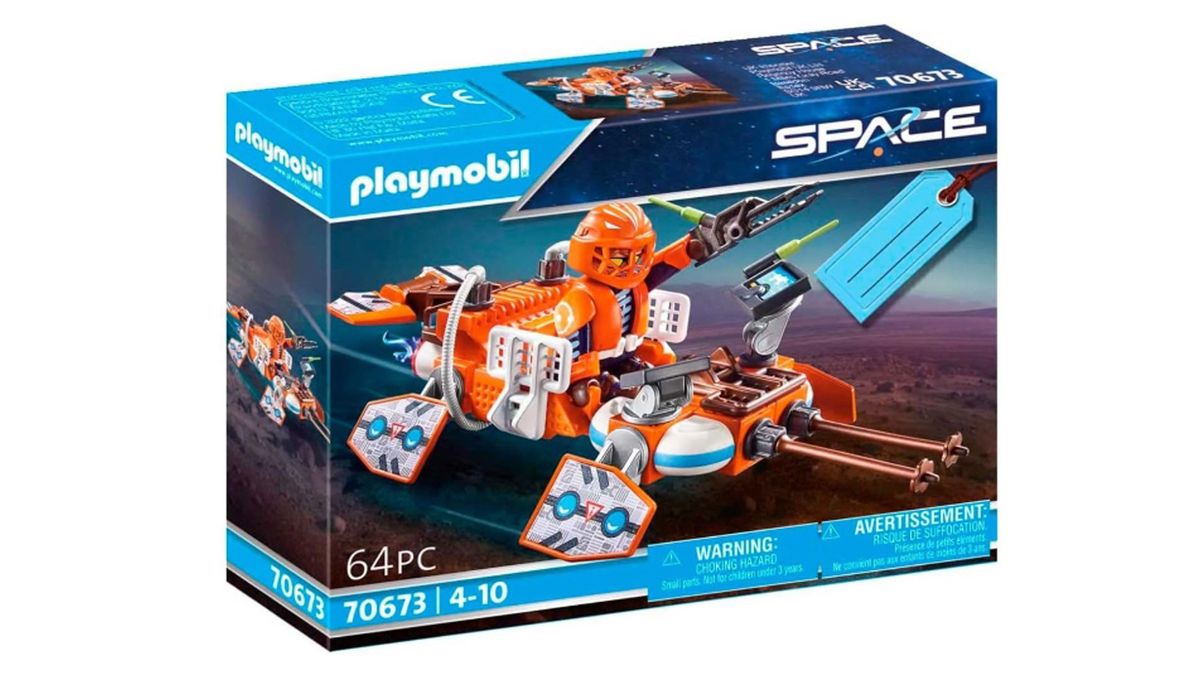 Producto de un set espacial de Playmobil colocado delante de un fondo blanco.