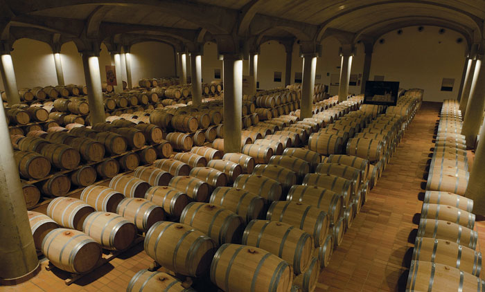 The barrel room at Donnafugata winery