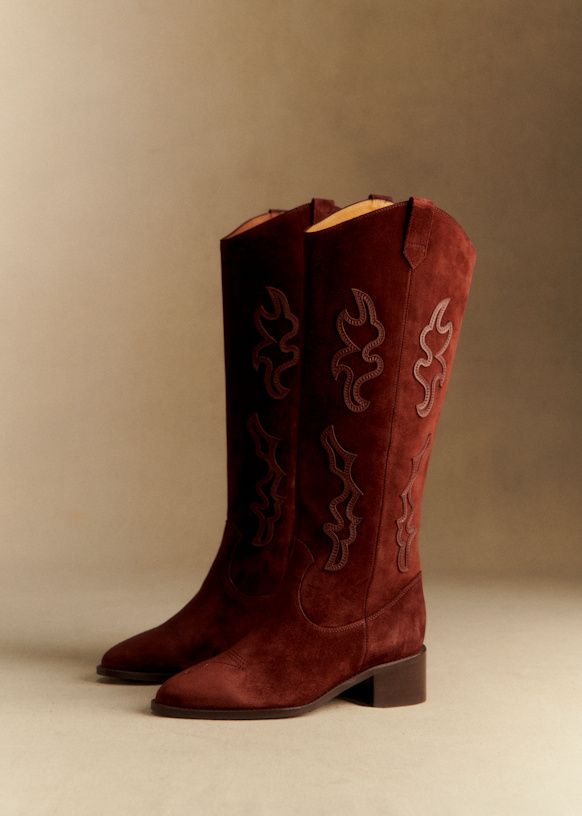 Jill Boots - Mahogany Bi-Material - Bovine Leather - Sézane