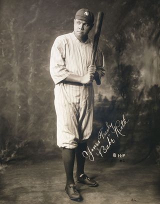 A signed photo of Babe Ruth.