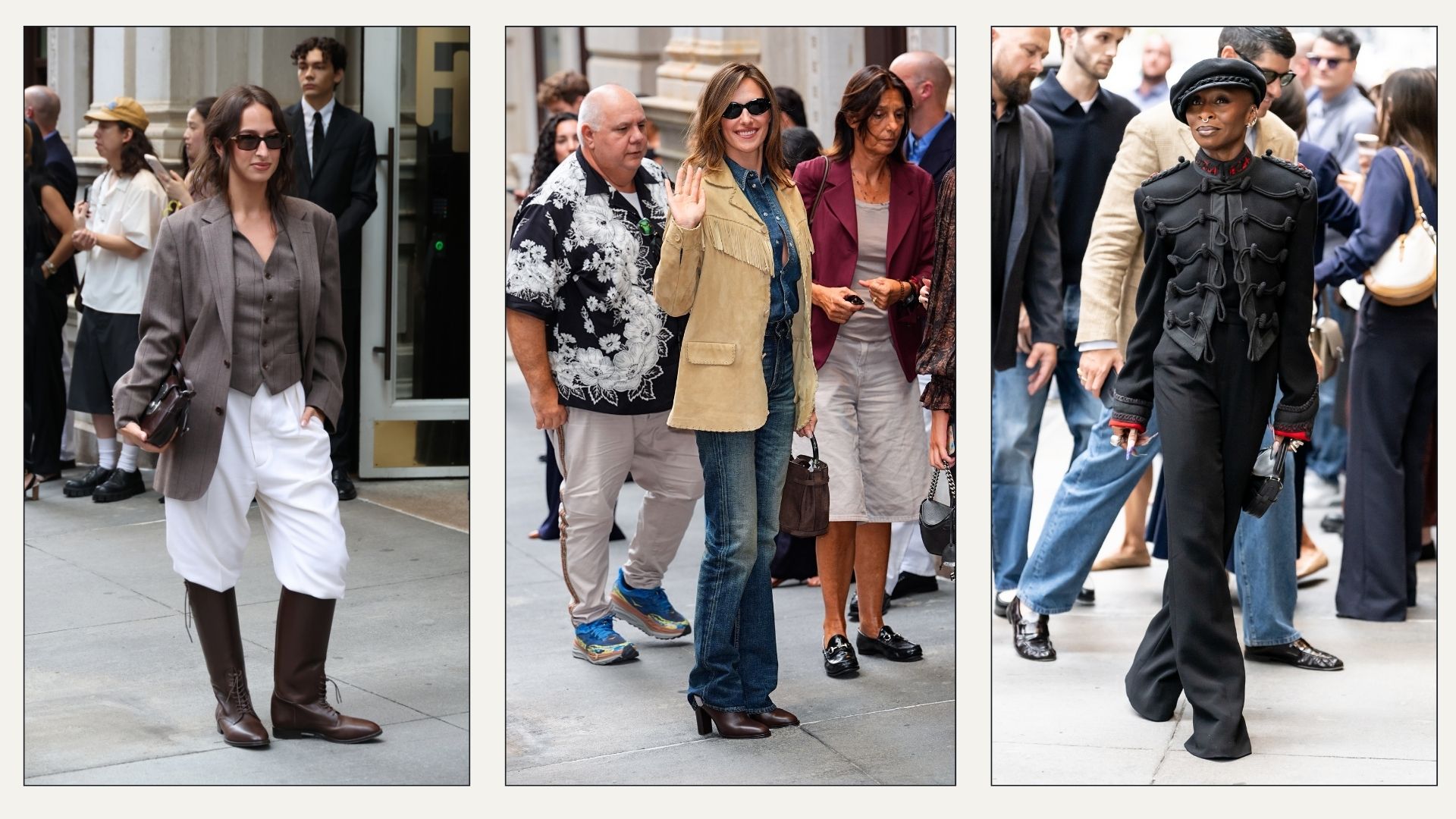 New York street style outside of the Ralph Lauren shoe during New York Fashion Week.