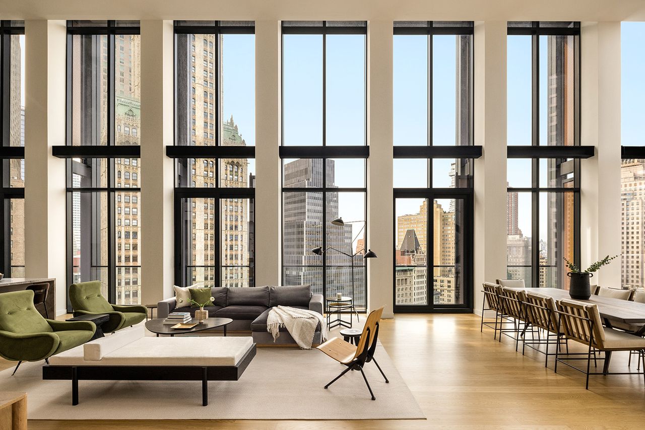 interior of living space at Penthouse 3 at No. 33 Park Row 