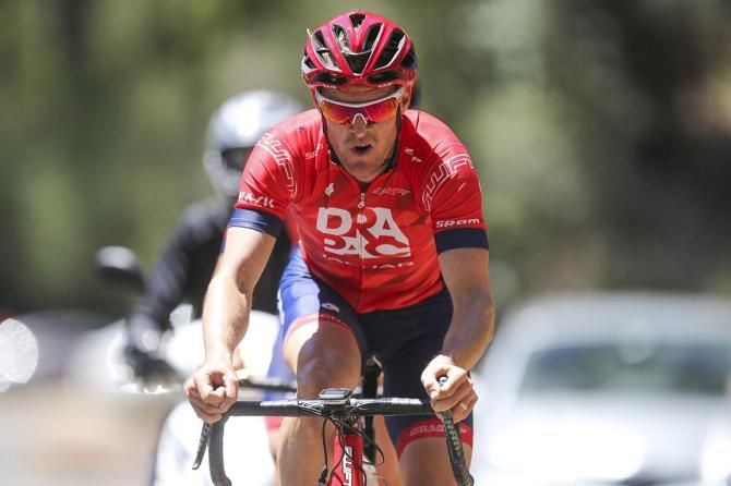 A Drapac rider getting into his climbing rhythm