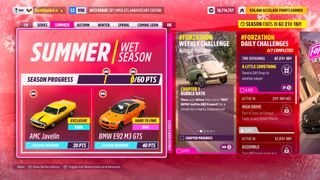 Forza Horizon 5 Series 15 Summer Festival Playlist screen.