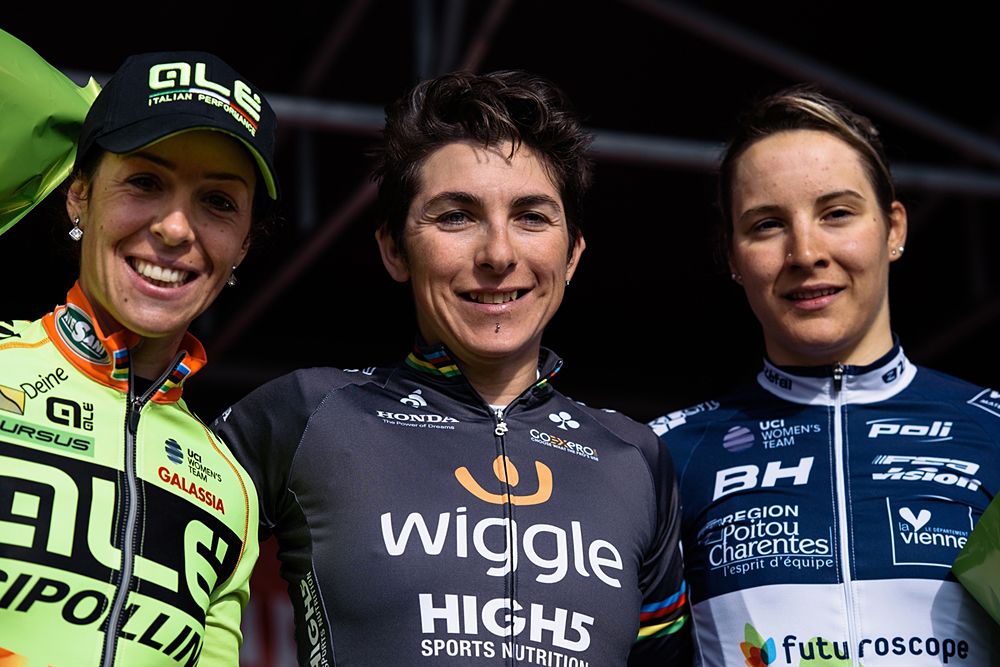Top three: Giorgia Bronzini, Marta Bastianelli and Roxane Fournier - Grand Prix de Dottignies 2016