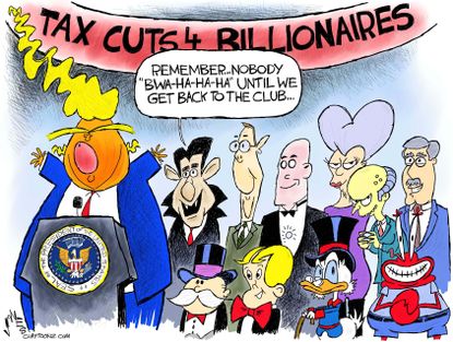 Political cartoon U.S. Trump GOP tax cuts wealthy