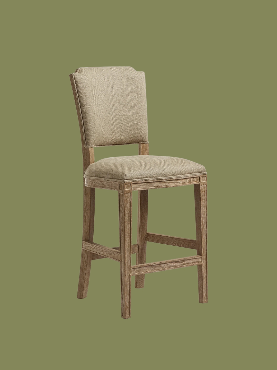 OKA, Camaret Bar Stool - Weathered Oak/wild Oats Wide Herringbone