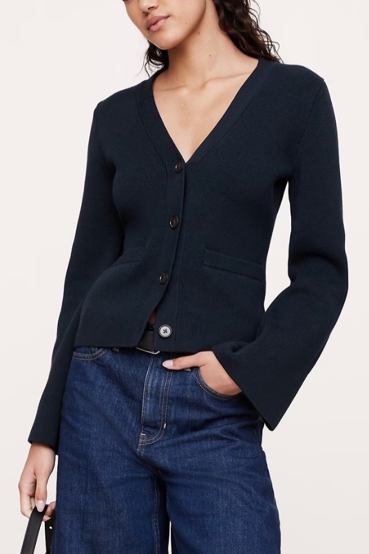 Banana Republic, Cotton-Silk Flare-Sleeve Cardigan