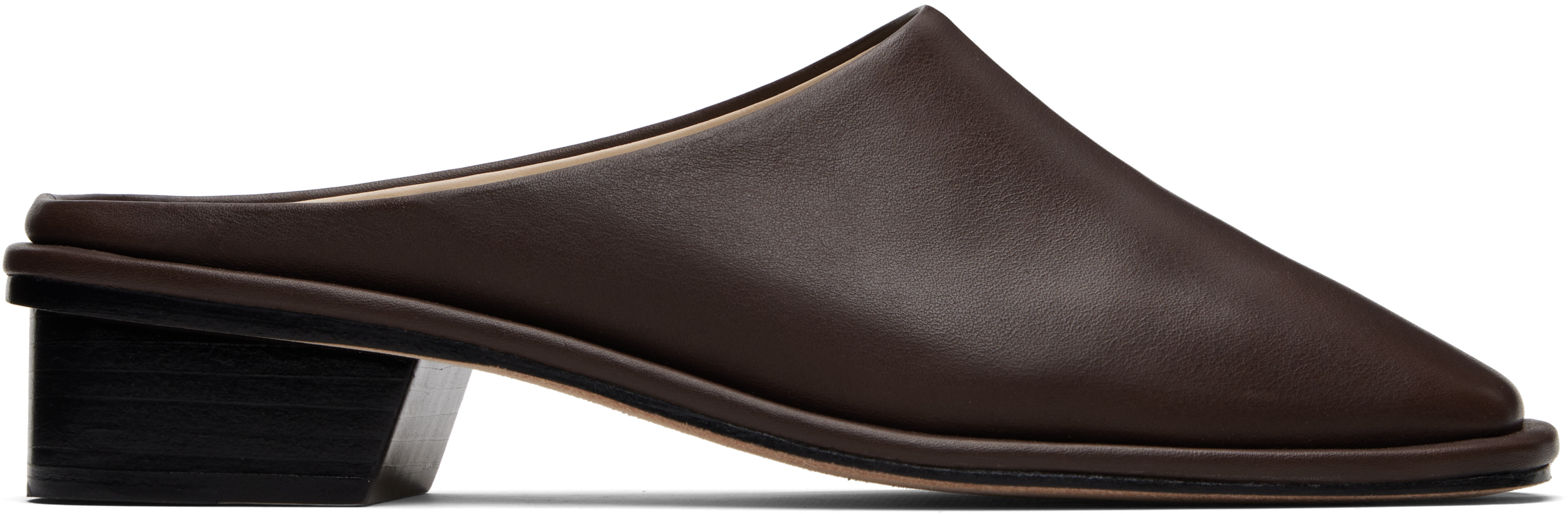 Brown Square Mule Loafers