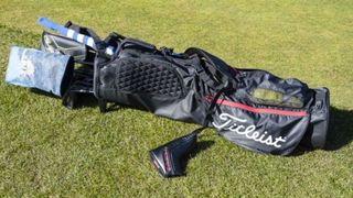 The excellent Titleist Premium Carry Bag resting on the golf course