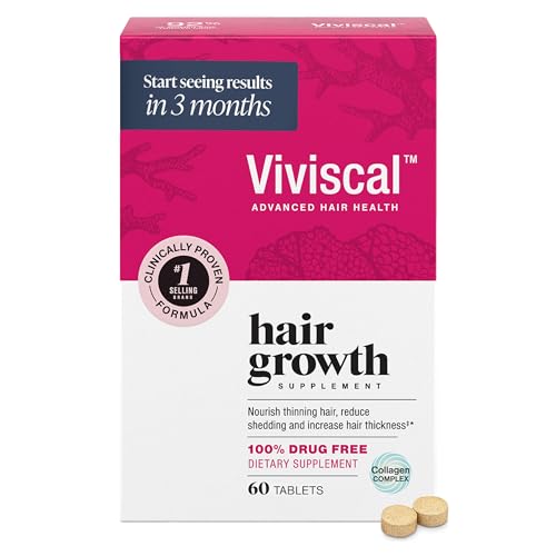 Viviscal Hair Growth Supplements for Women for Thicker, Fuller Hair, Nourishes Thinning & Loss, With Proprietary Collagen Complex, 60 Tablets, 1 Month Supply
