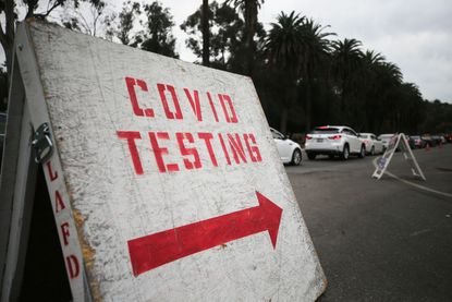 A sign for COVID-19 testing.