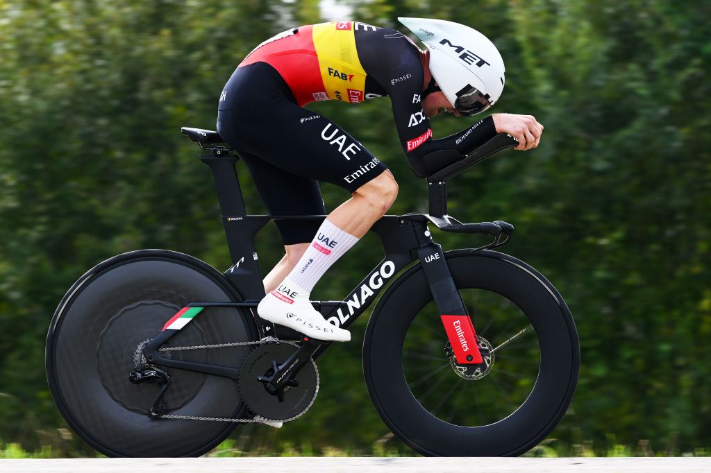 TESSENDERLO BELGIUM AUGUST 29 Tim Wellens of Belgium and UAE Team Emirates sprints during the 20th Renewi Tour 2024 Stage 2 a 154km individual time trial stage Tessenderlo to Tessenderlo UCIWT on August 29 2024 in Tessenderlo Belgium Photo by Luc ClaessenGetty Images
