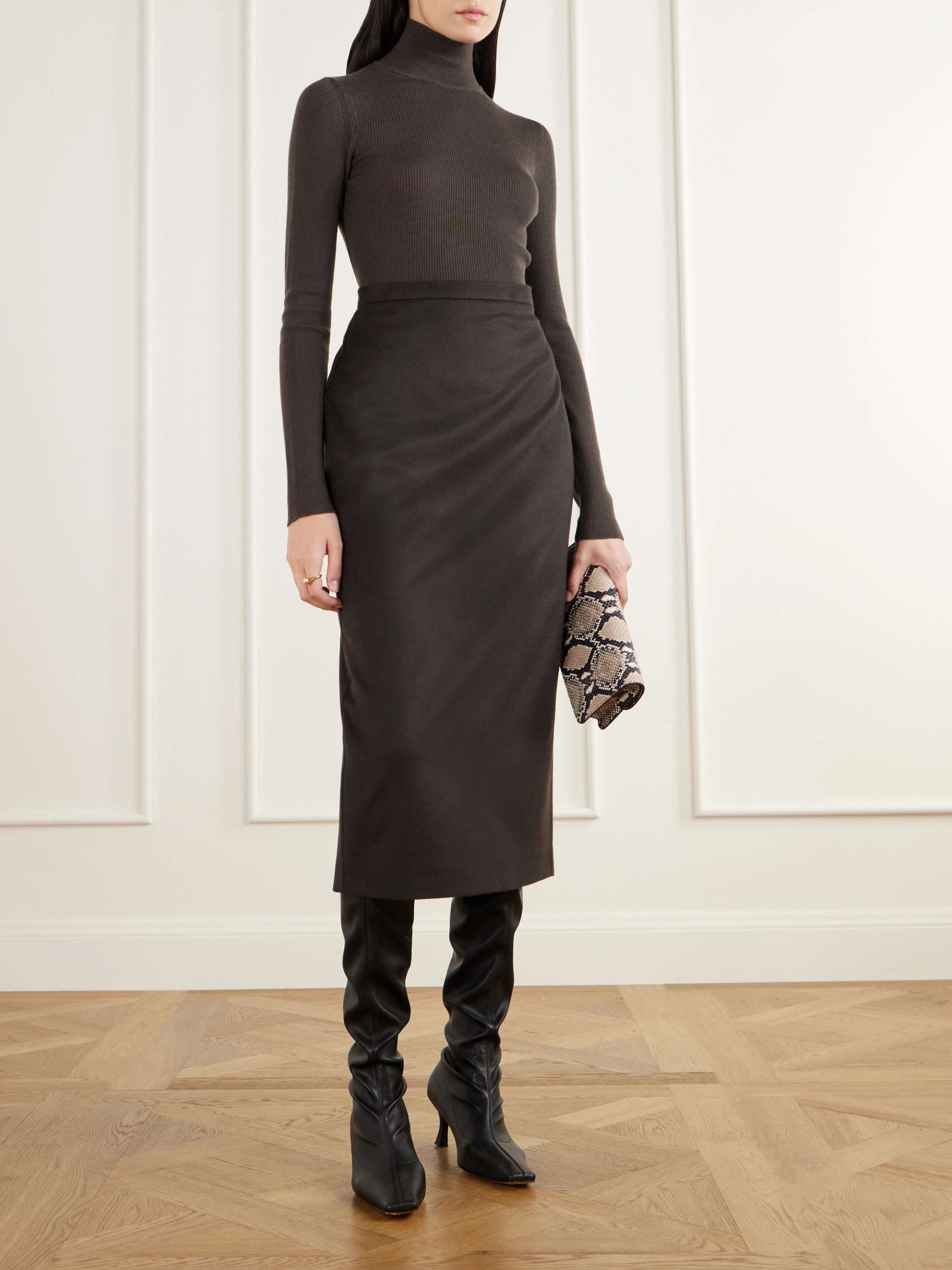 Tenda Camel Wool Midi Skirt