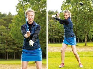 Golf Monthly Top 50 Coach Katie Dawkins demonstrating a golf swing turn drill