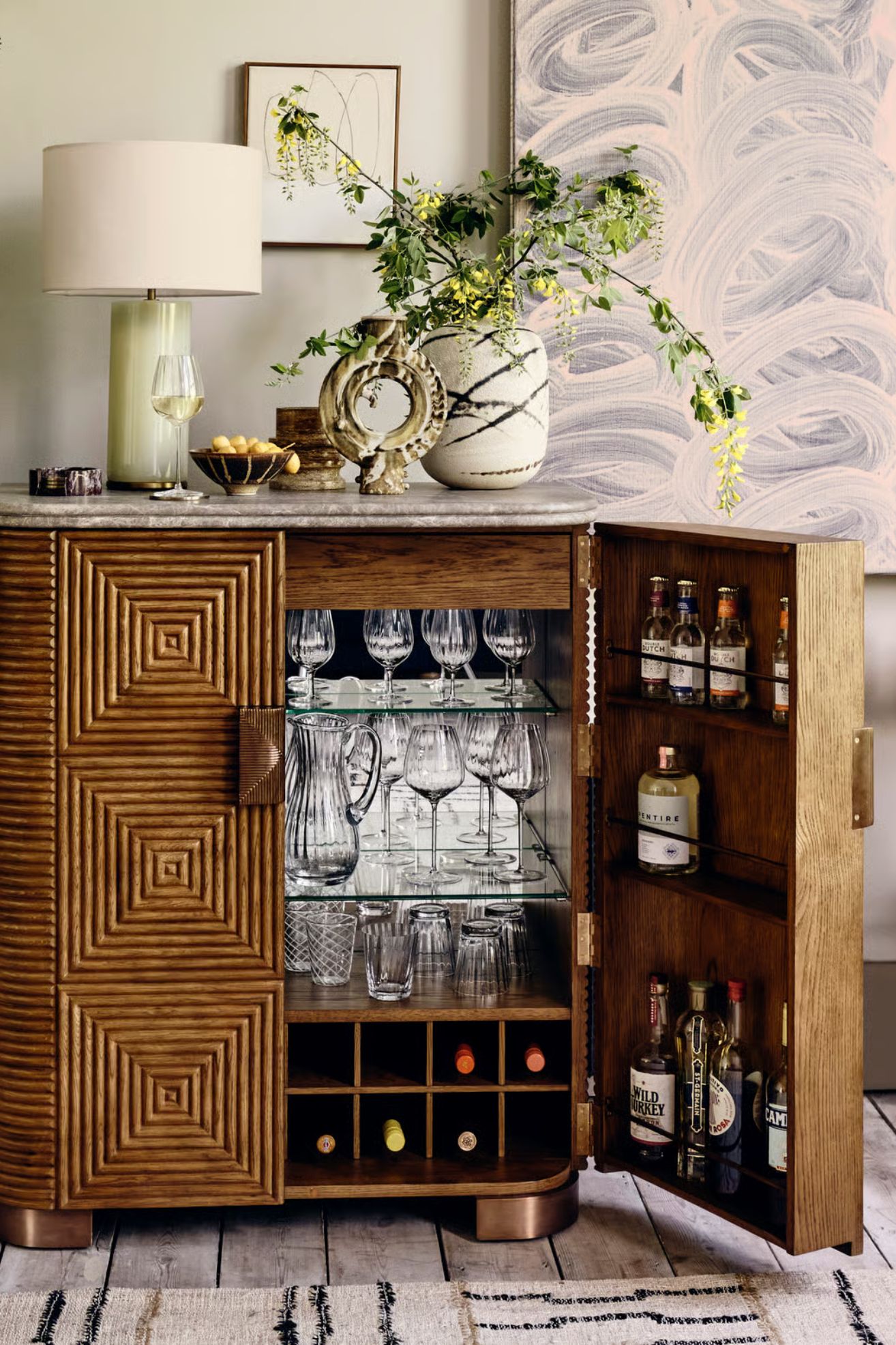 Soho Home, Kingsley Bar Cabinet, Gray Emperador Marble