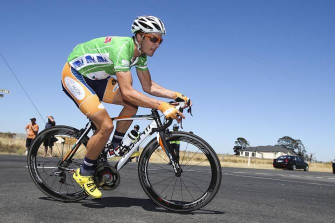 Joseph Cooper in the sprinters jersey after yesterdays prologue.