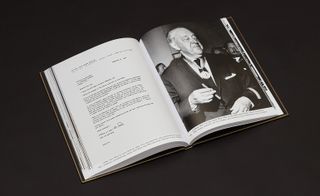 Signed text on left page, black and white photo of artist on right page