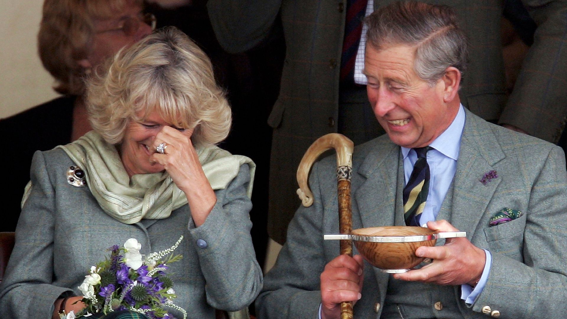 Queen Camilla and King Charles laughing