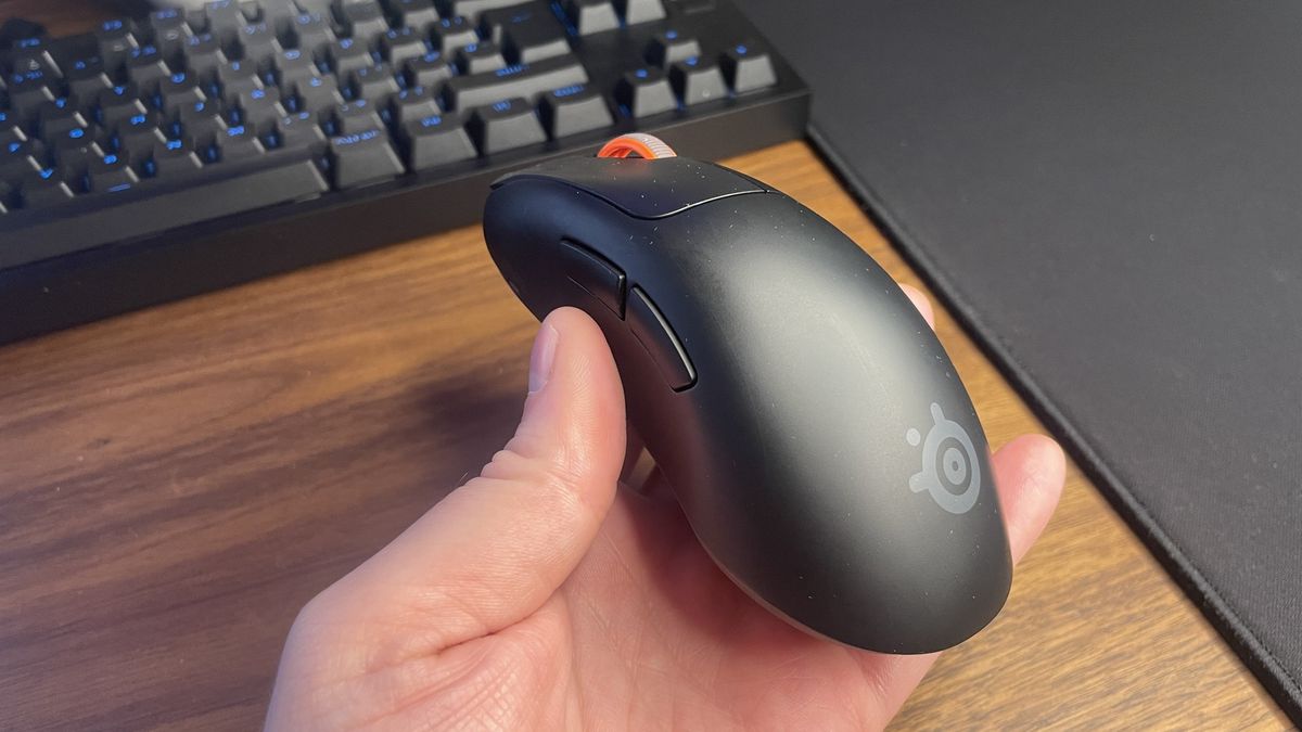 A Steelseries Rival Pro gaming mouse.
