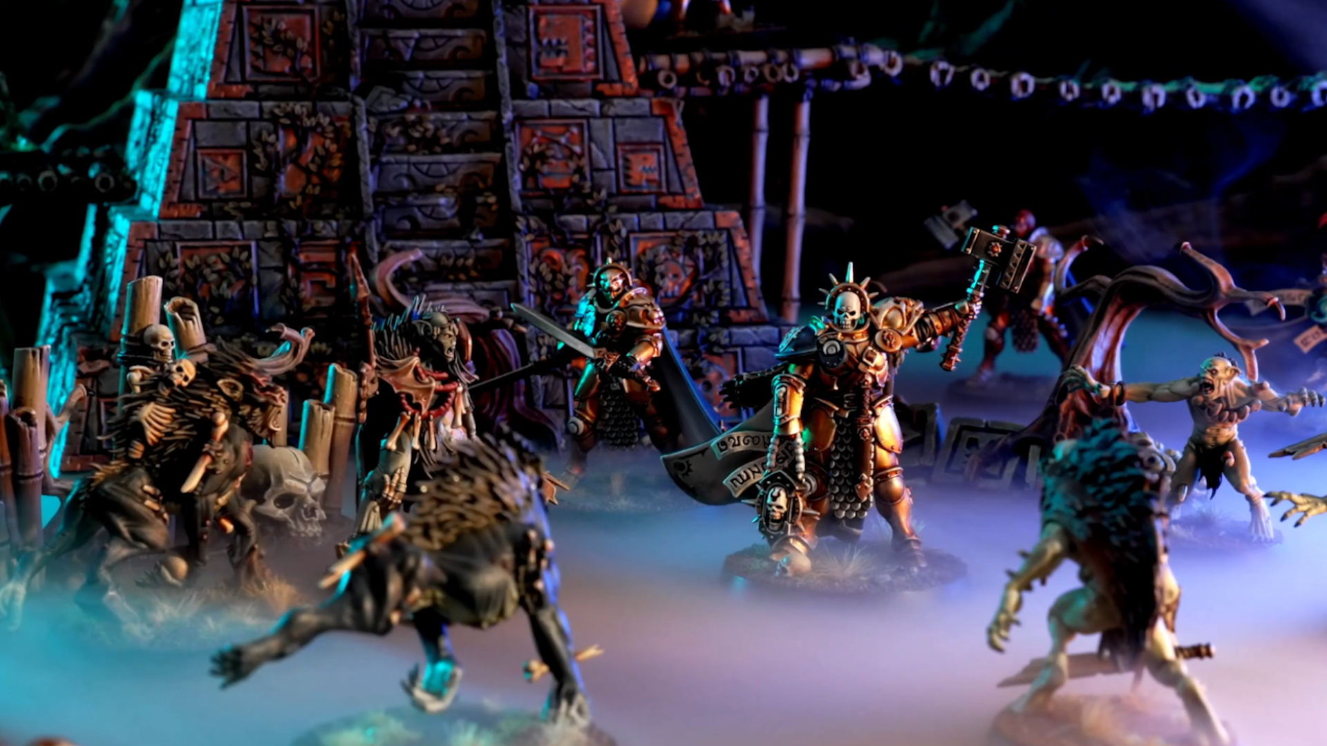 La pirámide y las miniaturas de Warhammer Warcry: Nightmare Quest