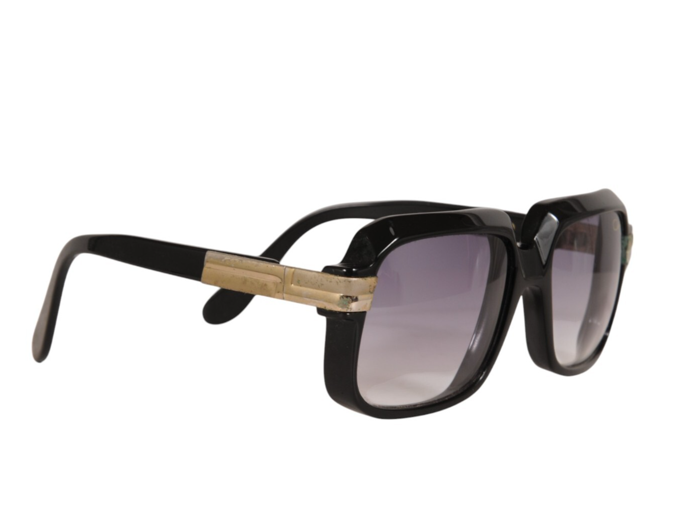 Cazal Mod 607 Col 1 Black Gold Square Sunglasses Vintage Gradient Oversized