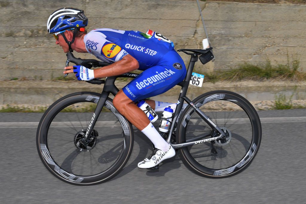 BAROLO ITALY AUGUST 12 Mikkel Frolich Honore of Denmark and Team Deceuninck QuickStep Breakaway during the 104th Giro del Piemonte 2020 a 187km race from Santo Stefano Belbo to Barolo 294m GranPiemonte GranPiemonte on August 12 2020 Barolo Italy Photo by Tim de WaeleGetty Images