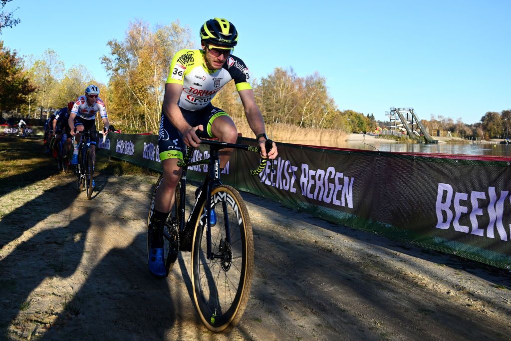BERGEN NETHERLANDS NOVEMBER 13 Corne Van Kessel of The Netherlands and TormansCircus Cyclo Cross Team competes during the 1st UCI Cyclocross World Cup Beekse Bergen 2022 Mens Elite CXWorldCup BeekseBergen Cyclocross on November 13 2022 in Bergen Netherlands Photo by Luc ClaessenGetty Images