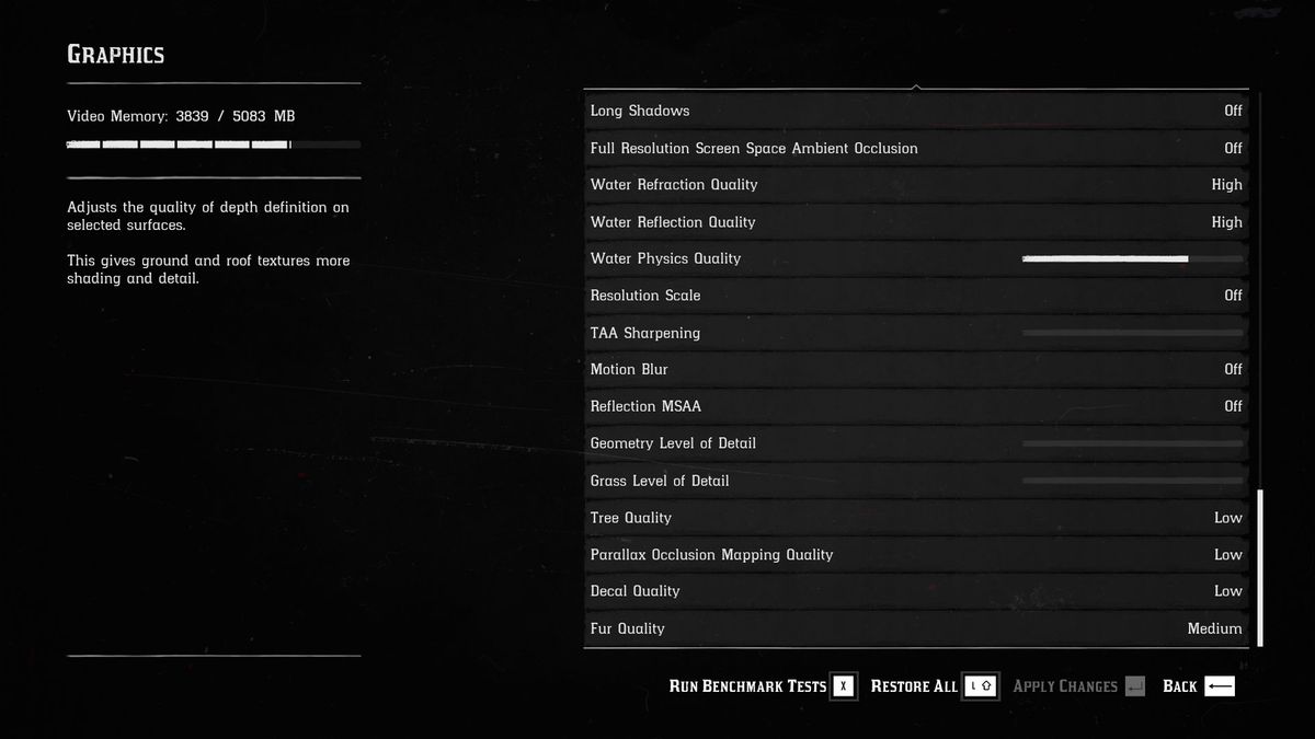 Red Dead Redemption 2 settings