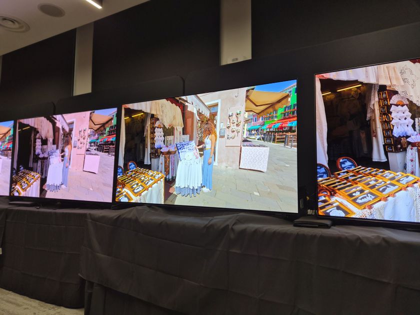 Philips OLED950 on table next to Samsung S90F and LG G5