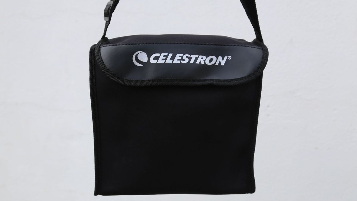 A Celestron binocular bag against a white background.