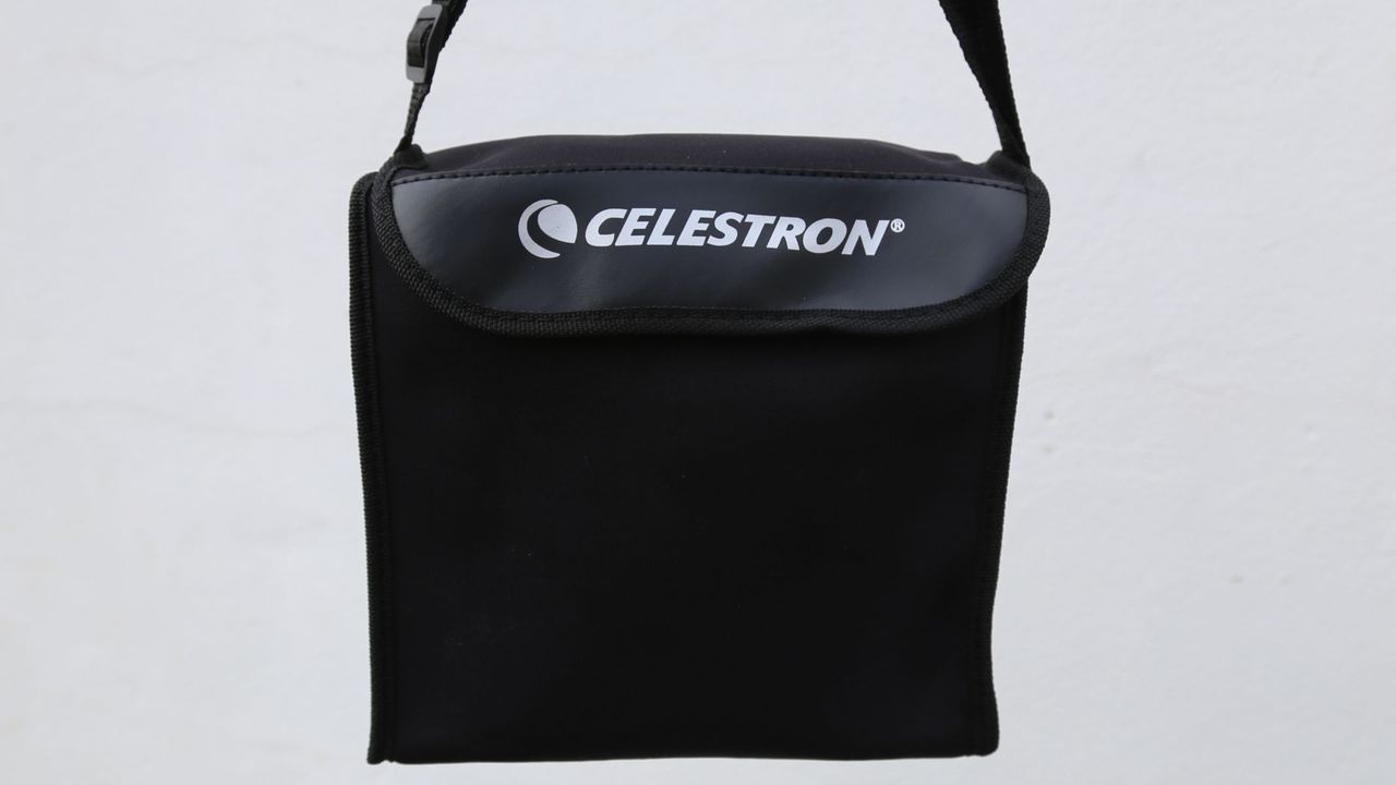 A Celestron binocular bag against a white background.