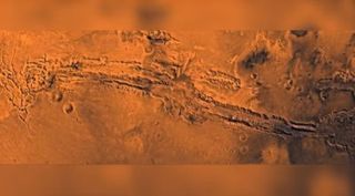 Two of the largest quakes recorded on Mars happened at the Valles Marineris, a network of canyons, shown here in this color image.
