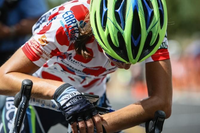 Krista Doebel-Hickok (TIBCO) had a touch of trying to hold onto the mountain jersey