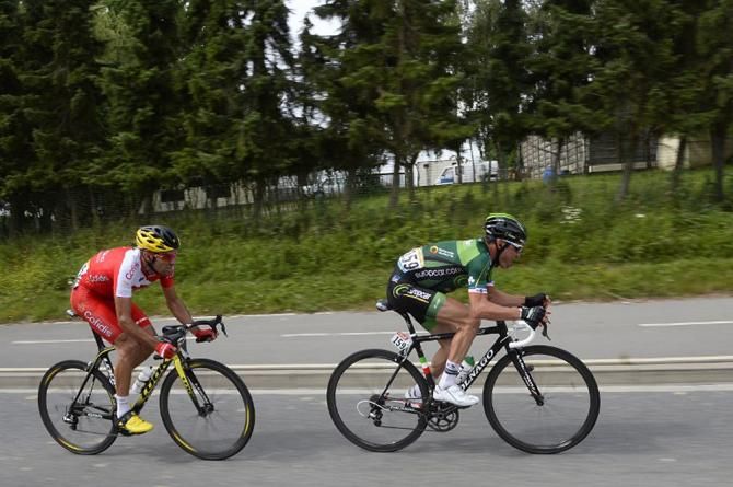 Luis Angel Mate and Thomas Voeckler in the day's breakaway