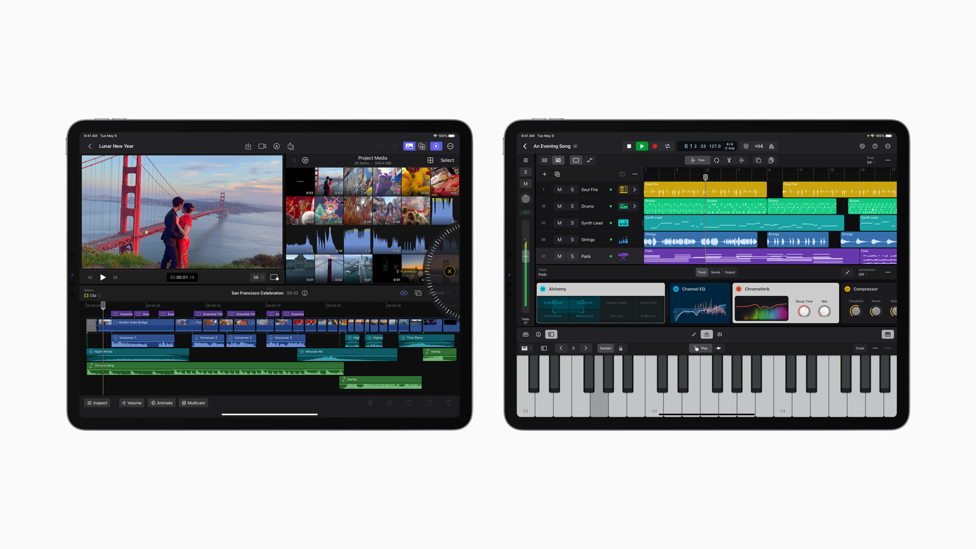 Logic Pro y Final Cut Pro en uso en un iPad