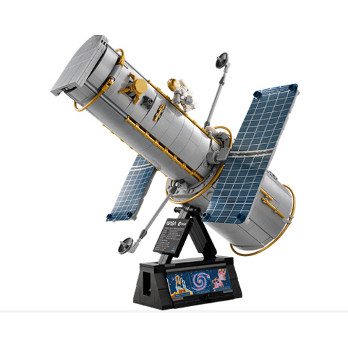 A Lego Icons Hubble Space Telescope set, built.
