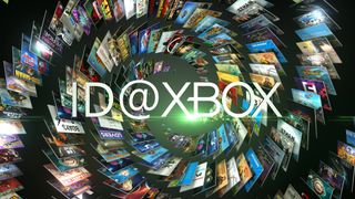 The ID@Xbox logo against a swirling vortex of indie games