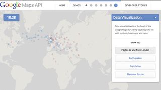 Google Maps visualisations now go beyond basic markers, as with this demo animating flights in and out of London