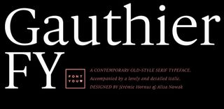 Gauthier FY is a contemporary old-style serif that makes for a sophisticated logo font