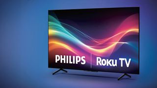 The Philips Roku OLED on a blue background.