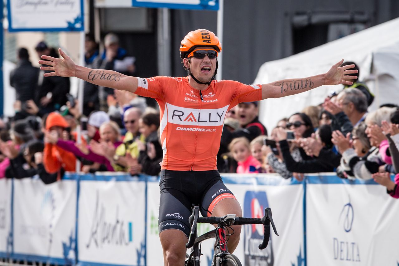 Evan Huffman (Rally) taking the Tour of Alberta stage 3 win in Drayton Valley