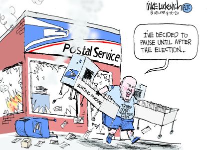 Political Cartoon U.S. USPS DeJoy election&nbsp;