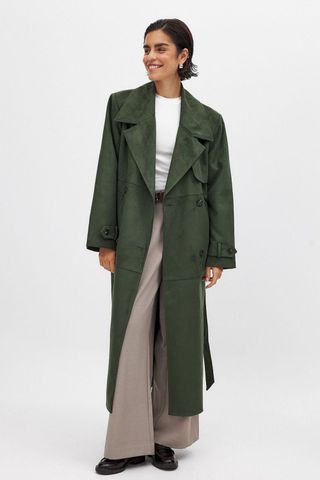 NA-KD Faux Suede Trenchcoat