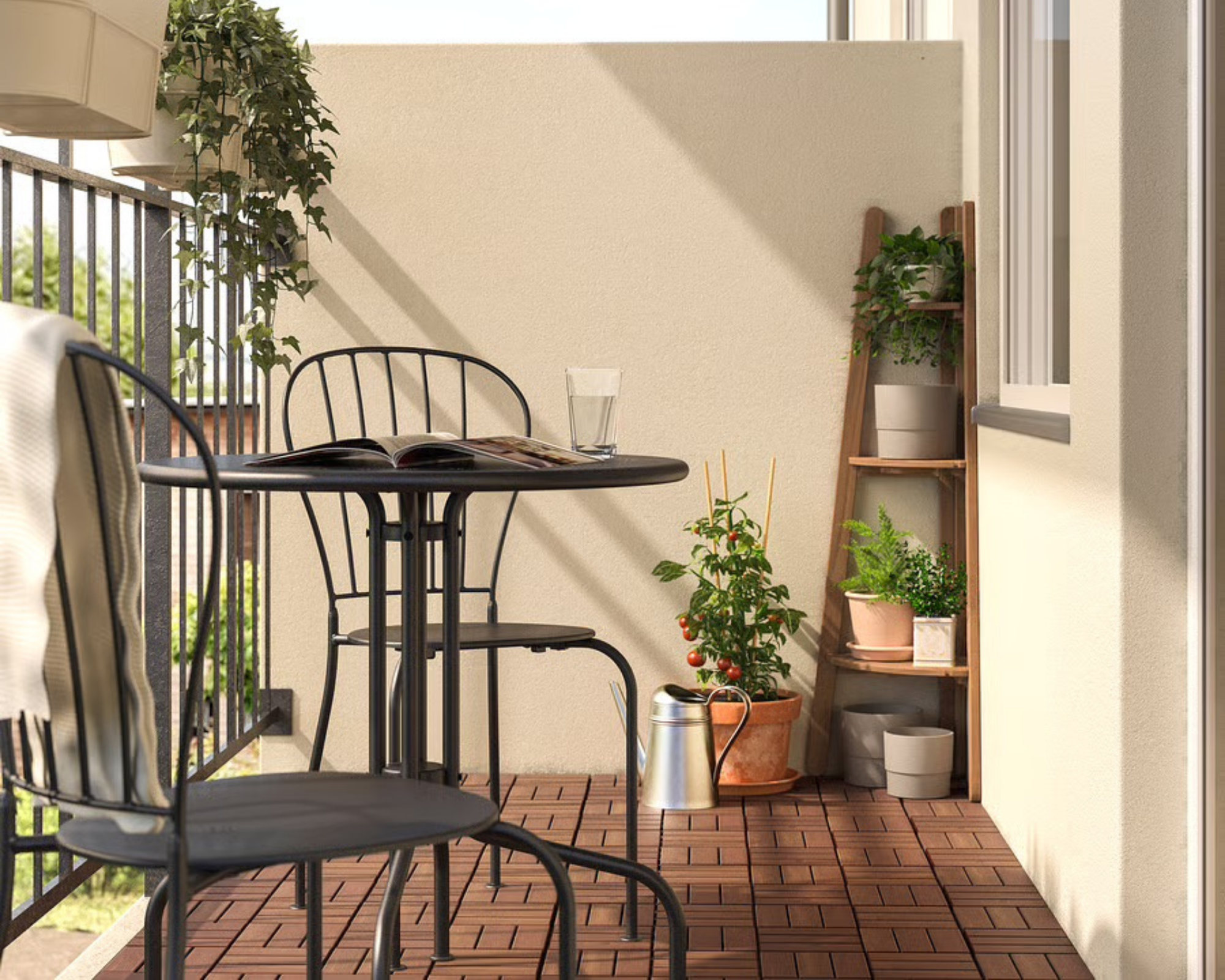 IKEA askholmen three tiered plant stand on a balcony